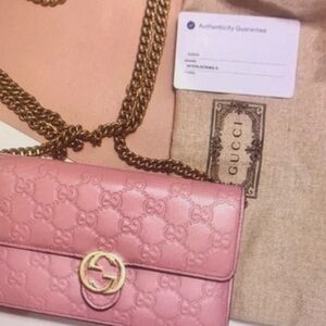 Gucci Pink Crossbody Bag with Gold Chain